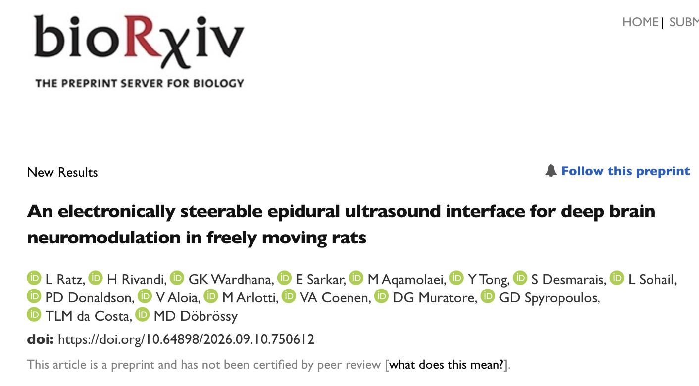 New pre-print on epidural focused ultrasound for neuromodulation